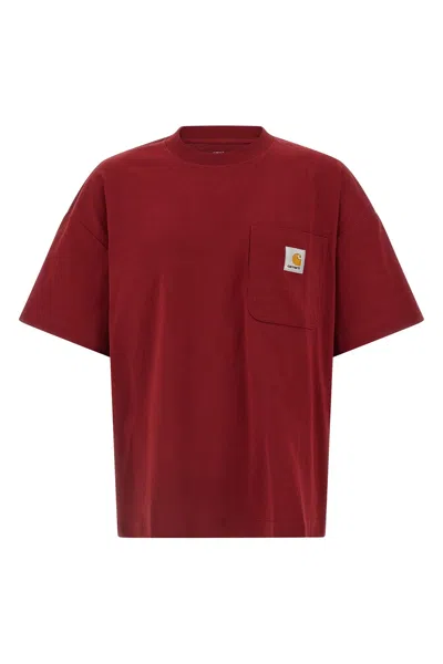 Carhartt Logo-patch Pocket T-shirt In Red