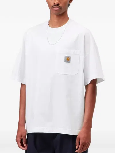 Carhartt Logo Embroidered Crewneck T-shirt In White