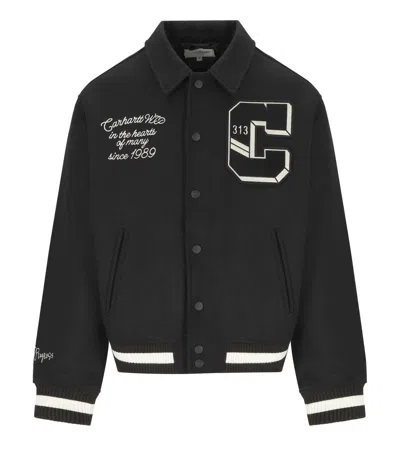 CARHARTT WORLD CLASS BLACK VARSITY JACKET