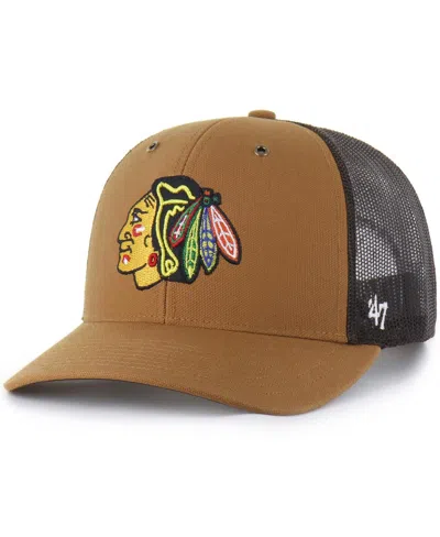 Carhartt X 47 Brand Men's Brown Chicago Blackhawks Trucker Adjustable Hat