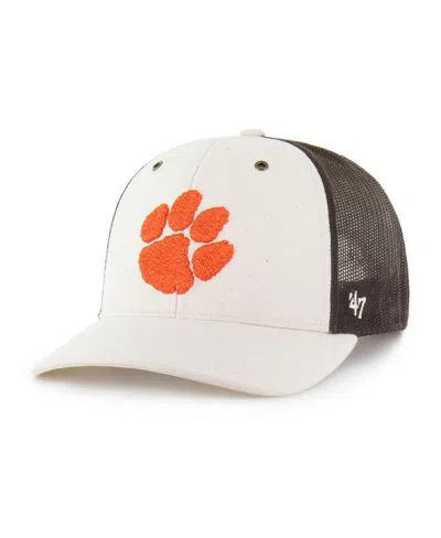 Carhartt X 47 Brand Men's Natural/brown Clemson Tigers Undyed Trucker Adjustable Hat In White