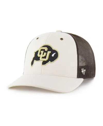 Carhartt X 47 Brand Men's Natural/brown Colorado Buffaloes Undyed Trucker Adjustable Hat In White