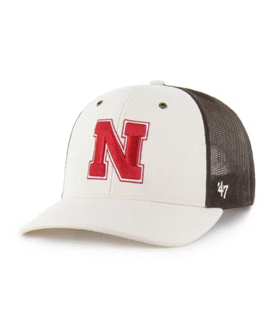 Carhartt X 47 Brand Men's Natural/brown Nebraska Huskers Undyed Trucker Adjustable Hat In White