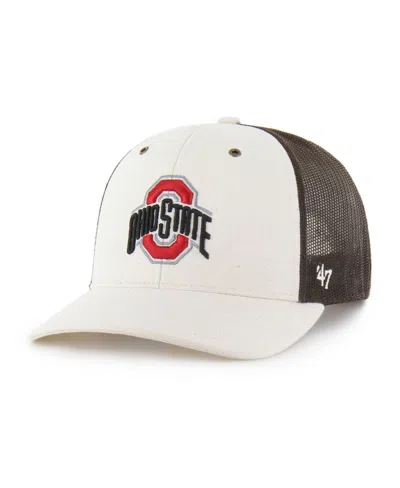 Carhartt X 47 Brand Men's Natural/brown Ohio State Buckeyes Undyed Trucker Adjustable Hat In White