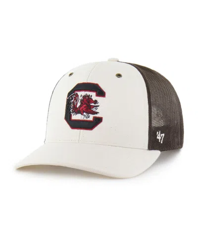 Carhartt X 47 Brand Men's Natural/brown South Carolina Gamecocks Undyed Trucker Adjustable Hat In White