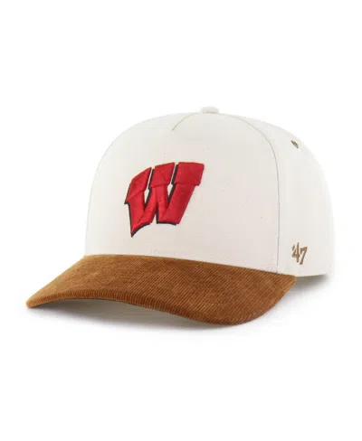 Carhartt X 47 Brand Men's Natural/brown Wisconsin Badgers Undyed Relaxed Hitch Adjustable Hat In Neutral