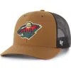 Carhartt X 47 Brand Men's Brown Minnesota Wild Trucker Adjustable Hat In Brown