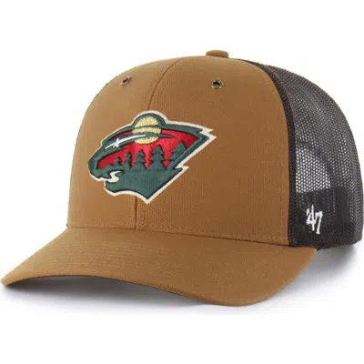 Carhartt X 47 Brand Men's Brown Minnesota Wild Trucker Adjustable Hat