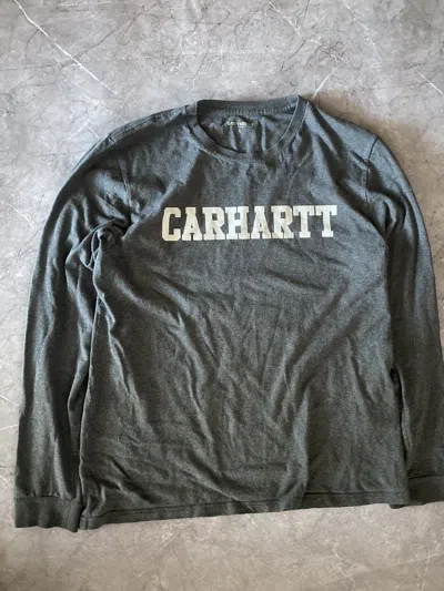 Pre-owned Carhartt X Carhartt Wip Carhartt Wip Big Printed Logo Long Sleeve Tee In Grey
