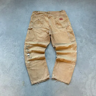 Pre-owned Carhartt X Dickies Crazy Vintage Dickies Thrashed Painter Baggy Carpenter Pants In Tan