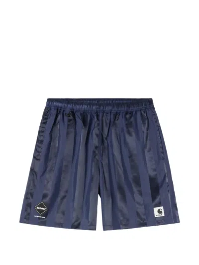 Carhartt X F.c.real Bristol Striped-satin Track Shorts In Blue
