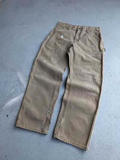 Pre-owned Carhartt X Jnco 34x32 Crazy Vtg Carhartt Painter Carpenter Distressed Pants In Sand Beige