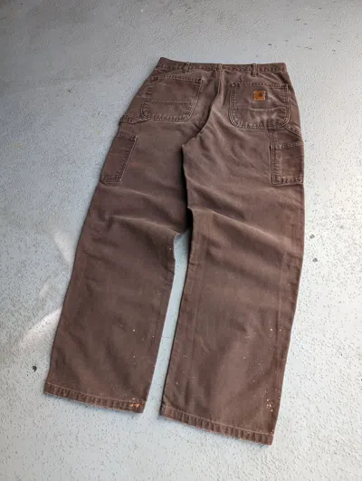 Pre-owned Carhartt X Jnco 34x34 Crazy Y2k Carhartt Baggy Faded Brown Carpenter Pants