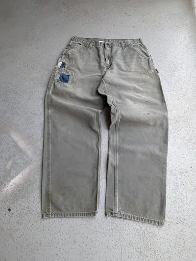 Pre-owned Carhartt X Jnco 36x32 Crazy Worn Reworked Carhartt Carpenter Work Skate In Fade To Grey