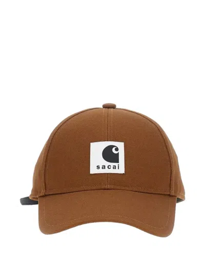 Carhartt X Sacai Logo Hat In Brown