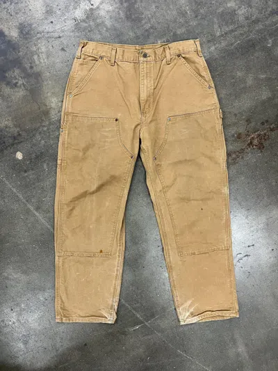 Pre-owned Carhartt X Vintage 2000's Carhartt Dungaree Fit Double Knee Work Pants In Brown