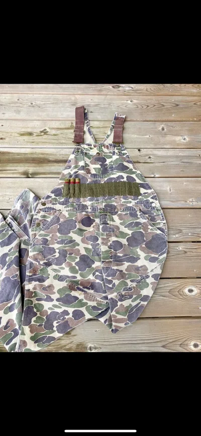 Pre-owned Carhartt X Vintage 80's Carhartt Duck Camo Hunting Overalls Pants In Green