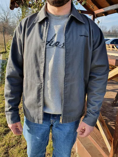 Pre-owned Carhartt X Vintage 80's Gray Carhartt Worker Vintage Jacket Seen On Kanye West In Grey