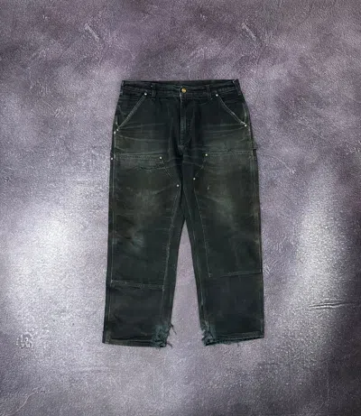 Pre-owned Carhartt X Vintage 90's Carhartt Distressed Faded Double Knee Work Pants In Black
