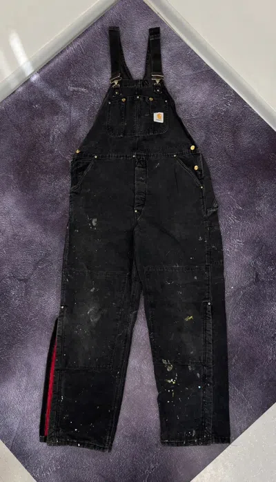 Pre-owned Carhartt X Vintage 90's Carhartt Double Knee Faded Black Y2k Overalls