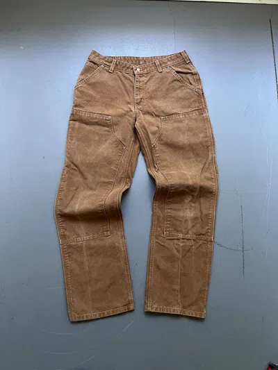 Pre-owned Carhartt X Vintage 90's Carhartt Double Knee Utility Canvas Work Pants In Brown
