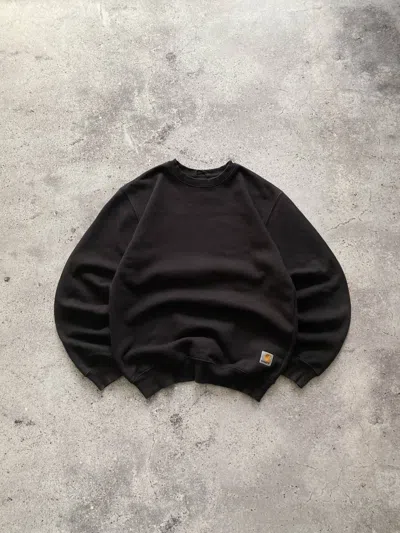 Pre-owned Carhartt X Vintage 90's Carhartt Embroidered Logo Baggy Sweatshirt Work In Black