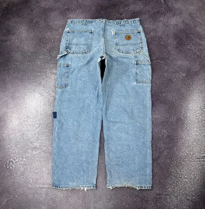 Pre-owned Carhartt X Vintage 90's Carhartt Faded Blue Y2k Work Baggy Jeans