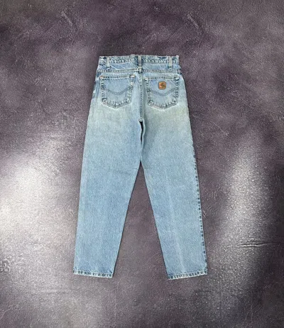 Pre-owned Carhartt X Vintage 90's Carhartt Light Blue Denim Baggy Work Jeans Pants