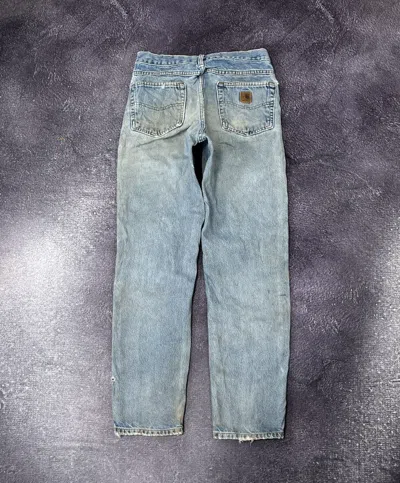 Pre-owned Carhartt X Vintage 90's Carhartt Light Blue Distressed Work Denim Jeans