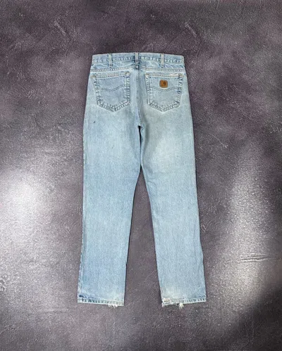 Pre-owned Carhartt X Vintage 90's Carhartt Light Blue Washed Baggy Work Jeans