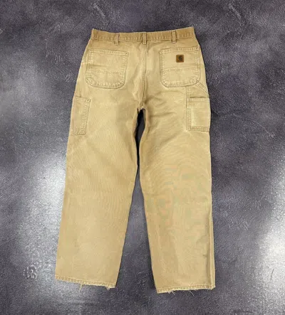 Pre-owned Carhartt X Vintage 90's Carhartt Y2k Faded Cream Work Baggy Pants Jeans