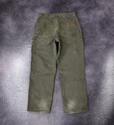 Pre-owned Carhartt X Vintage 90's Carhartt Y2k Faded Khaki Work Baggy Pants Jeans In Olive