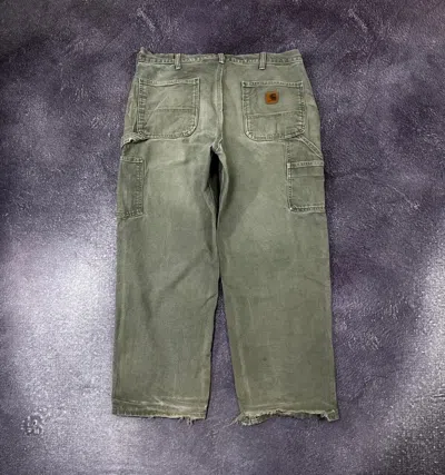Pre-owned Carhartt X Vintage 90's Carhartt Y2k Faded Olive Work Baggy Pants Jeans