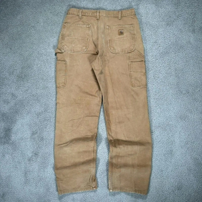 Pre-owned Carhartt X Vintage 90's Faded Carhartt Khaki Essential Canvas Work Pants