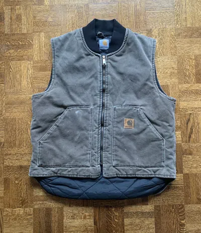 Pre-owned Carhartt X Vintage 90's Faded Distressed Carhartt Work Carpenter Vest Jacket In Brown