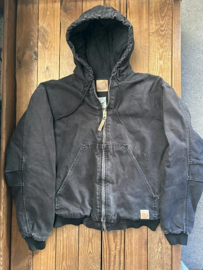 Pre-owned Carhartt X Vintage Berne Carhartt Style Black Hooded Work Jacket