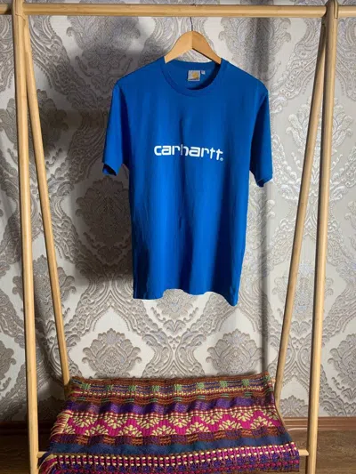 Pre-owned Carhartt X Vintage Big Logo Carhartt Vintage T-shirt Work In Progress Y2k 90's In Blue