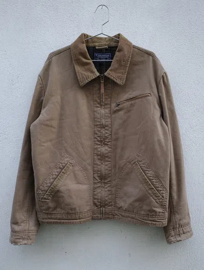 Pre-owned Carhartt X Vintage Blanket-lined Work Jacket Corduroy Collar In Sand