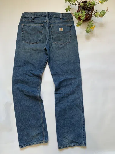 Pre-owned Carhartt X Vintage Carhartt Blue Denim Pants Straight Wide Jeans