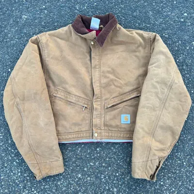 Pre-owned Carhartt X Vintage Carhartt Brown Crop Detroit Style Work Wear Jacket