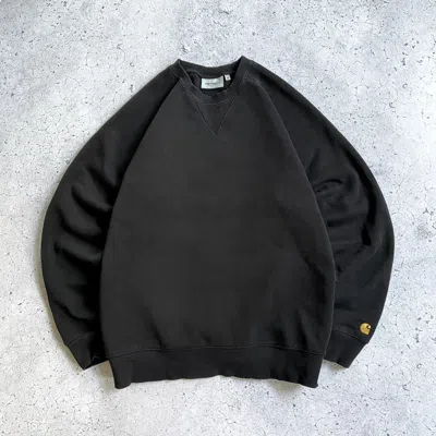Pre-owned Carhartt X Vintage Carhartt Chase Sweatshirt Basic Vintage Sleeve Logo Workwear In Black