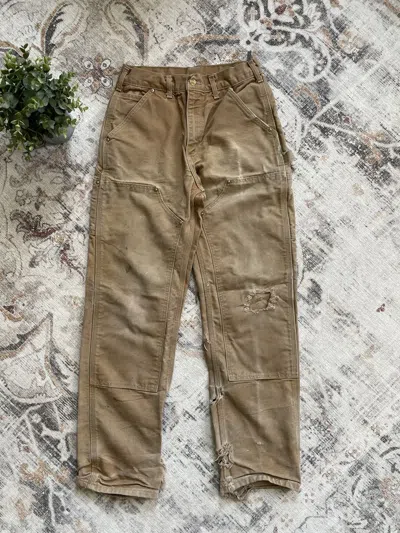 Pre-owned Carhartt X Vintage Carhartt Double Knee Canvas Workwear Pants In Brown
