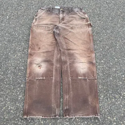 Pre-owned Carhartt X Vintage Carhartt Double Knee Crazy Faded Brown Work Pants