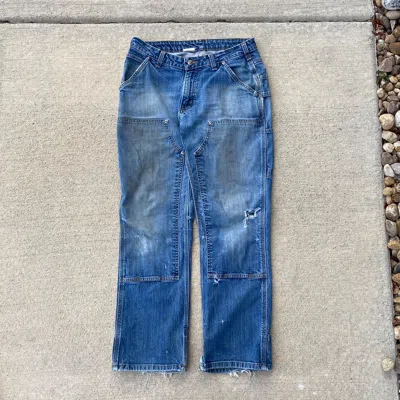 Pre-owned Carhartt X Vintage Carhartt Double Knee Denim Jeans Size 30x30 In Blue