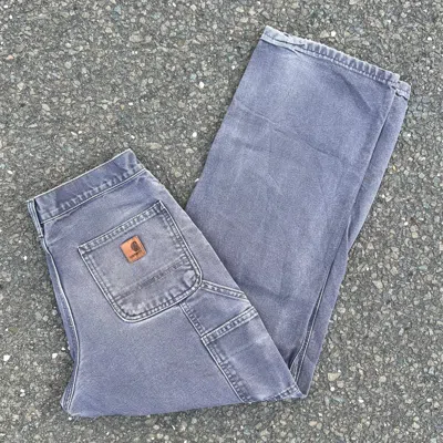 Pre-owned Carhartt X Vintage Carhartt Gray Blue Faded Work Wear Carpenter Pants