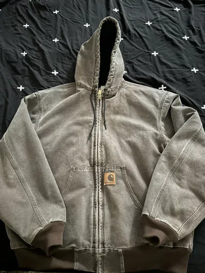 Pre-owned Carhartt X Vintage Carhartt Jacket Distressed Quilted Vintage In Brown