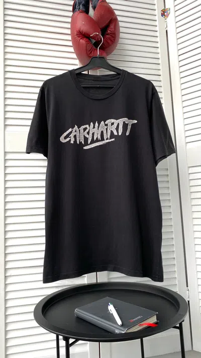 Pre-owned Carhartt X Vintage Carhartt Painted Script Tee Shirt In Black