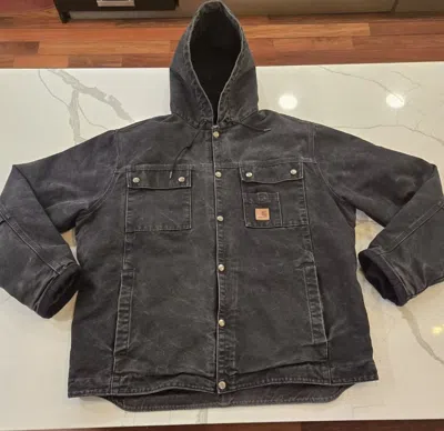 Pre-owned Carhartt X Vintage Carhartt Sandstone Jacket Sherpa Lined Size L J284 In Black