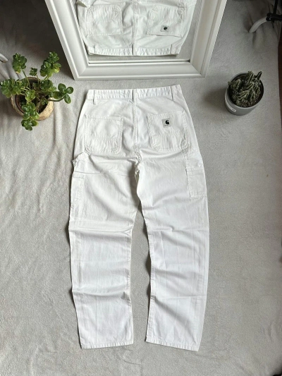 Pre-owned Carhartt X Vintage Carhartt Vintage Oversize Box Logo Streetwear Pants In White