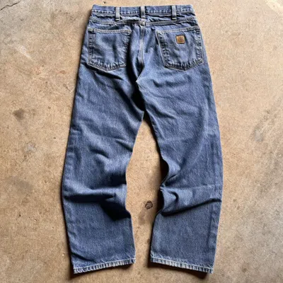 Pre-owned Carhartt X Vintage Carhartt Work Grunge Casual Skater Denim Jeans In Blue Jean
